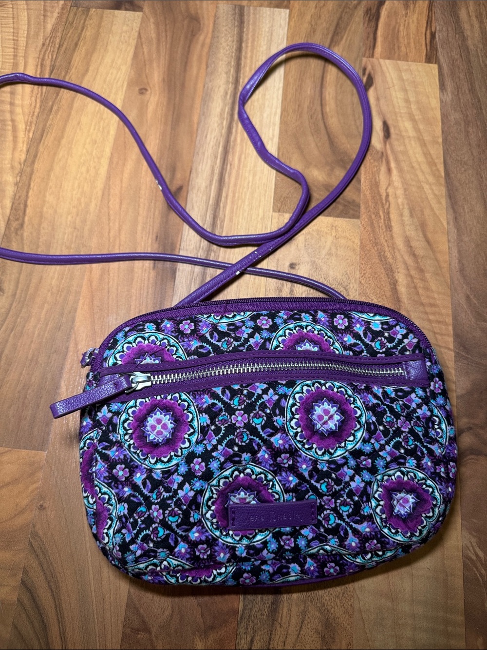 Vera Bradley Purple Floral Crossbody Bag - Quilted Fabric